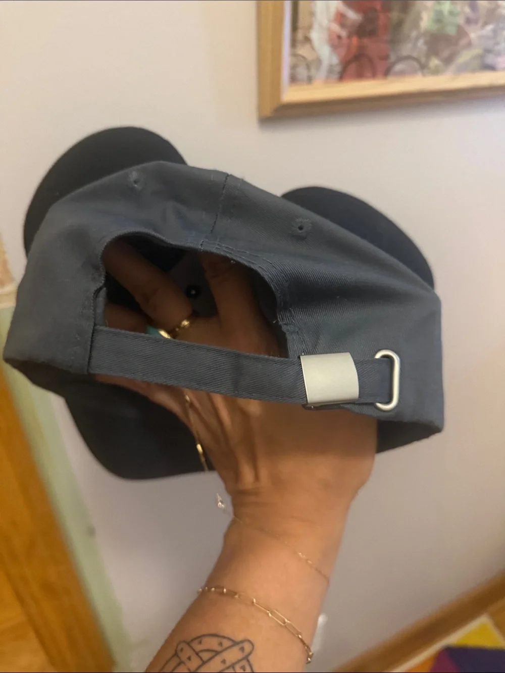 Handmade Steamboat Willie Button-Eye Ear Baseball Cap in Charcoal and Black Kids